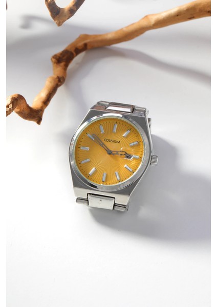 Sarı Kadranlı Gümüş Renk Erkek Kol Saati modelleri