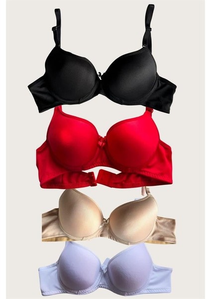 Arias Closet Siyah-Beyaz-Kırmızı-Ten 4'lü Içi Boş Micro Balenli Günlük Tek Desteksiz Sütyen indirimleri