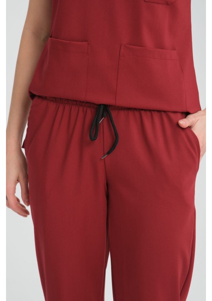 Üniforma V Yaka Bordo Likralı Ütü Istemeyen Unisex Doktor Hemşire Takım Scrubs modelleri