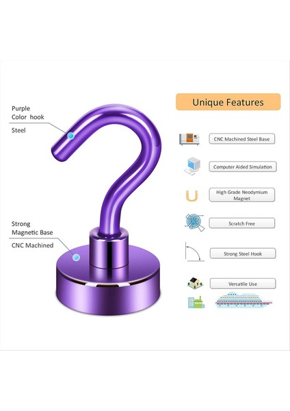 Manyetik Kancalar Buzdolabı Için Kancalı 27 Lb Ağır Hizmet Tipi Toprak Mıknatıslar Asma Için Kruvaziyer Kancası (Mor Paketi 5) (Yurt Dışından) fiyatları