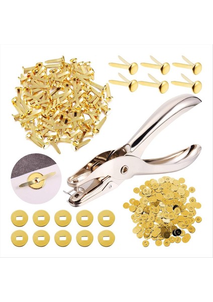 300 Adet 3/4 Inç Pirinç Kağıt Bağlantı Elemanları Kağıt Brads ve 300 Adet Kaplı Pirinç Rondelaları Delik Yumruk Altın 20MM ile (Yurt Dışından)