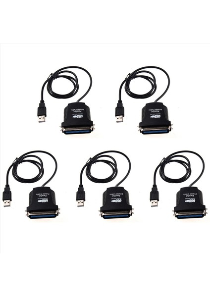 5x USB → Yazıcı Paralel Bağlantı Noktası 36PIN Erkek Dönüşüm Kablosu Siyah (Yurt Dışından)