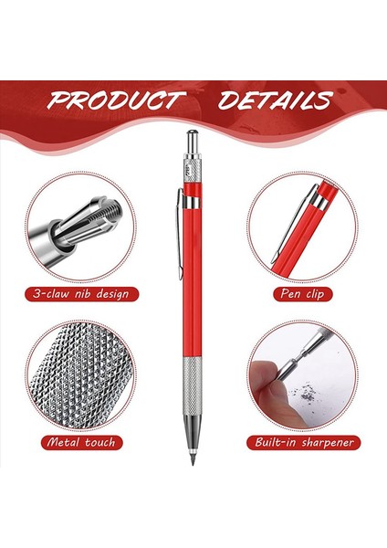 24 Adet Gümüş Çizgi Yatıkları Metal Işaret Mekanik Kaynak Kalem Pipefitters Fabrikasyon Kırmızı (Yurt Dışından) modelleri