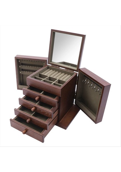 5 Katmanlı Çekmeceli Tarzı Takı Depolama Kabini Masaüstü Makyaj Aynası Mücevher Depolama Çok Katmanlı Mücevher Depolama Kutusu (Yurt Dışından) fırsatları