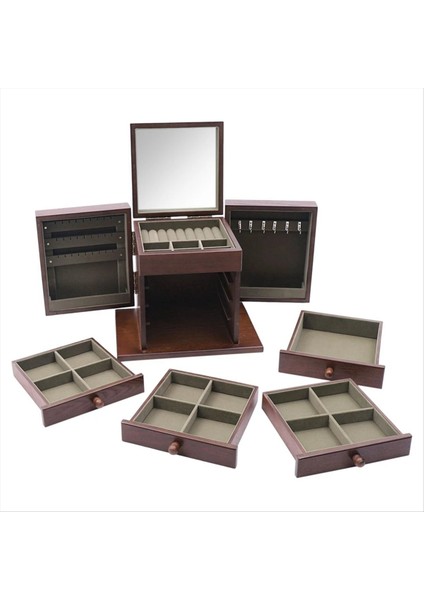 5 Katmanlı Çekmeceli Tarzı Takı Depolama Kabini Masaüstü Makyaj Aynası Mücevher Depolama Çok Katmanlı Mücevher Depolama Kutusu (Yurt Dışından) indirimleri