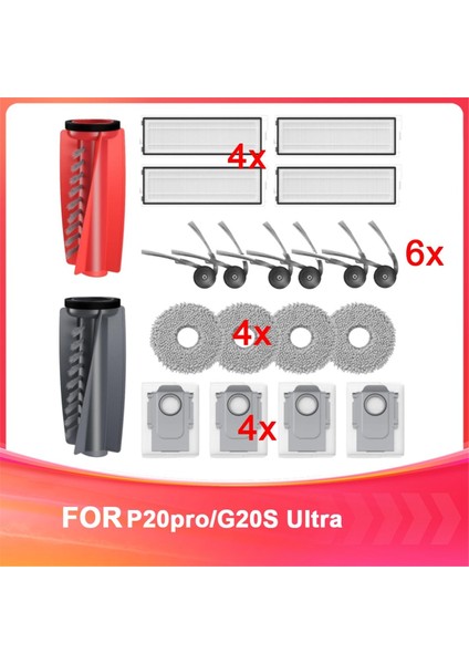 Roborock Qrevo CURV/P20 Pro Ana Roller Yan Fırça Hepa Filtre Mop Bezi Toz Çanta Robot Vakum Süpürge Parçaları (Yurt Dışından)