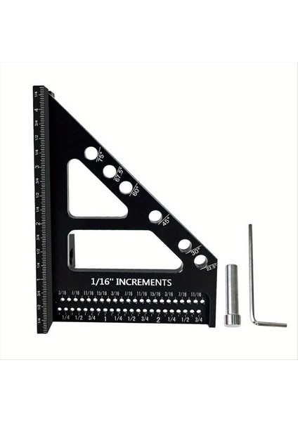 Alüminyum Gön Üçgen Cetvel - 3D Çok Açılı Ahşap Işleme Kare Prestor - Gelişmiş Delik Scriber - Doğruluk A (Yurt Dışından)