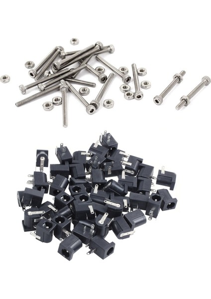 45 Pcs Dc Power Jack Socket 2 1mm x 5 5mm Namlu Tipi Pcb Moundu DC-005 M2 x 20MM Uzunluğunda Hex Socket Tickled Kapak Vidaları Cıvataları Somun Seti 20 Pcs (Yurt Dışından)
