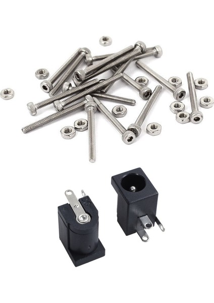 45 Pcs Dc Power Jack Socket 2 1mm x 5 5mm Namlu Tipi Pcb Moundu DC-005 M2 x 20MM Uzunluğunda Hex Socket Tickled Kapak Vidaları Cıvataları Somun Seti 20 Pcs (Yurt Dışından) fiyatları