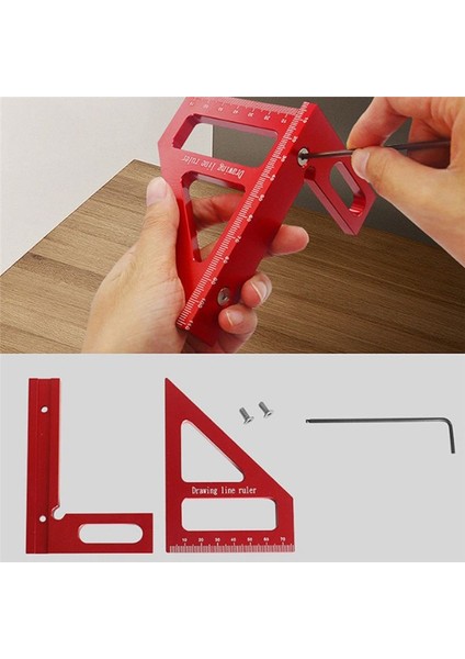 Ahşap Işleme Kare Prestor Alumınum Alümü Üçlü Üçlü Cetvel Düzeni Mühendis Carpenter Için Ölçüm Aracı -Red (Yurt Dışından) fırsatları