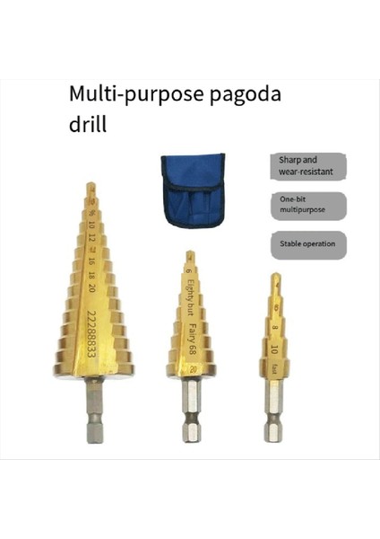 Pagoda Matkap 4-12 4-20 4-32 Altıgen Sap Düz Yuva Üç Parçalı Set Delik Rayab Adım Matkap Adım Matkap (Yurt Dışından) fiyatları