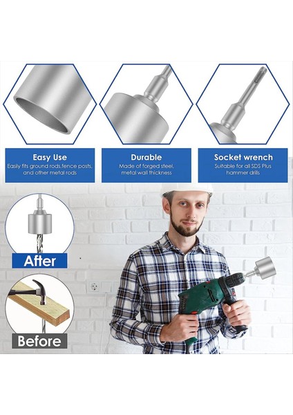 Sds-Plus T Post Toprak Çubuğu Sürücüsü Matkap Bitlik Sürücüsü Dayanıklı Çekiç Matkap Çubuk Dönüştürücü Çekiç Matkap Topraklama Çubukları A (Yurt Dışından) fırsatları