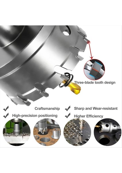 Hard Metal Için Delik Testere Seti 2-3/8 Inç Tungsten Karbür Uçlu Titanyum Kaplama Pilot Matkap Bit (Yurt Dışından) modelleri