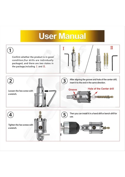 Hard Metal Için Delik Testere Seti 2-3/8 Inç Tungsten Karbür Uçlu Titanyum Kaplama Pilot Matkap Bit (Yurt Dışından) fırsatları