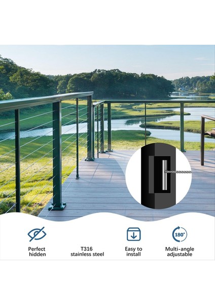 1/8 Inç Görünmez Kablo Korkuluk Terminali Geçiş Ankraj Açısı Paslanmaz Çelik Ayarlanabilir Kablo Korkuluk Donanımı 10 Adet (Yurt Dışından) modelleri