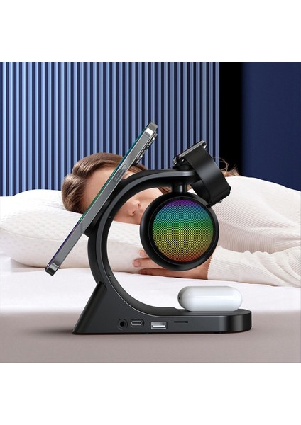 5 Bluetooth Hoparlör Manyetik Kablosuz Şarj Cihazı 15W Hızlı Şarj Evrensel Mobil Siyah Için Izle Kulaklık (Yurt Dışından) fiyatları