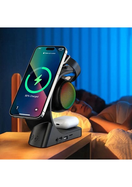 5 Bluetooth Hoparlör Manyetik Kablosuz Şarj Cihazı 15W Hızlı Şarj Evrensel Mobil Siyah Için Izle Kulaklık (Yurt Dışından) fırsatları