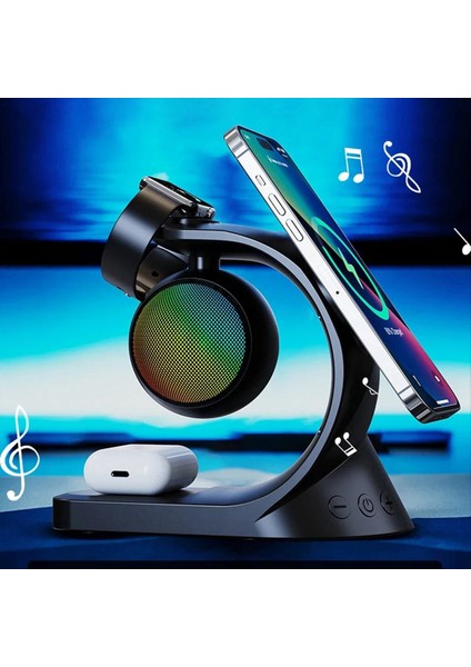 5 Bluetooth Hoparlör Manyetik Kablosuz Şarj Cihazı 15W Hızlı Şarj Evrensel Mobil Siyah Için Izle Kulaklık (Yurt Dışından) indirimleri