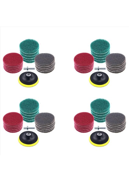 64PCS 4 Inç Matkap Güç Fırçası Kiremit Yıkıcı Ovma Pedi Temizleme Kiti 4 Inç Disk Ped Tutucu 3 Farklı Sertlik (Yurt Dışından)