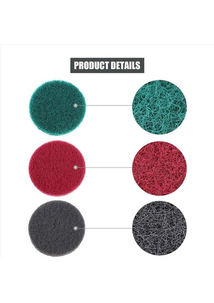 64PCS 4 Inç Matkap Güç Fırçası Kiremit Yıkıcı Ovma Pedi Temizleme Kiti 4 Inç Disk Ped Tutucu 3 Farklı Sertlik (Yurt Dışından) modelleri