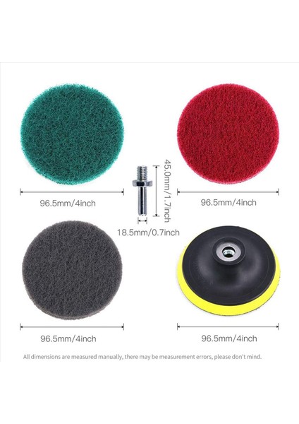 64PCS 4 Inç Matkap Güç Fırçası Kiremit Yıkıcı Ovma Pedi Temizleme Kiti 4 Inç Disk Ped Tutucu 3 Farklı Sertlik (Yurt Dışından) fırsatları