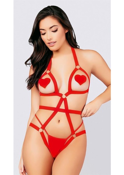 Arias Closet Göğüs Bölgesi Açık Fantezi Kırmızı Harness