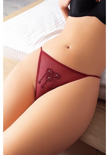 Arias Closet Kiremit Rengi Nakışlı Desenli Fantezi Tanga String fiyatları