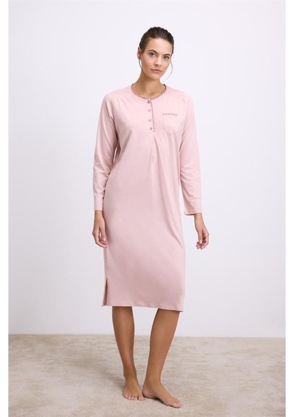 Arias Closet Modal Uzun Kollu Düğmeli Gecelik