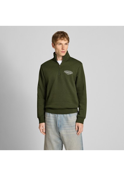 JJMAKOTO HALFZIP SWEAT Haki Erkek Sweatshirt fiyatları
