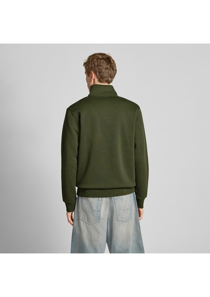 JJMAKOTO HALFZIP SWEAT Haki Erkek Sweatshirt modelleri