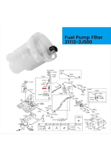 Hyundai Veracruz 2007-2013 Yakıt Filtresi 311123J500 Için Araba Yakıt Pompası Filtresi 31112-3J500 (Yurt Dışından) fiyatları