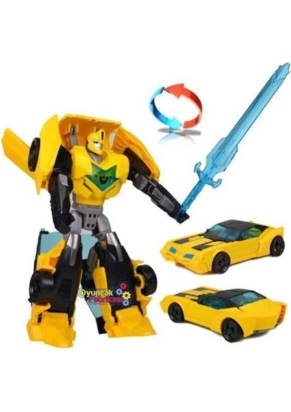 Sarı T-Warrior Metal Dönüşebilen Oyuncak Robot Araba