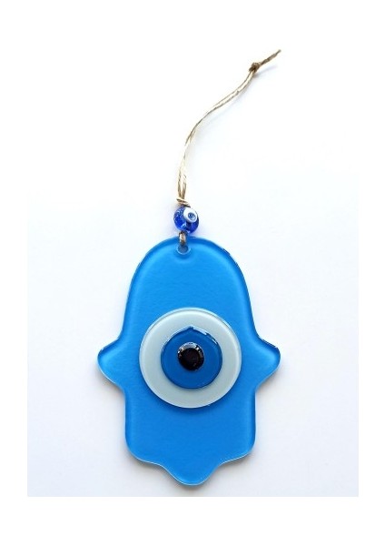Nazar Boncuklu Bebek Mavisi Renginde Fatma Ana Bereket Eli Cam Duvar Süsü fiyatları