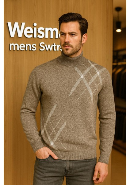 Pamuk Erkek Kazak Yarım Balıkcı Yaka