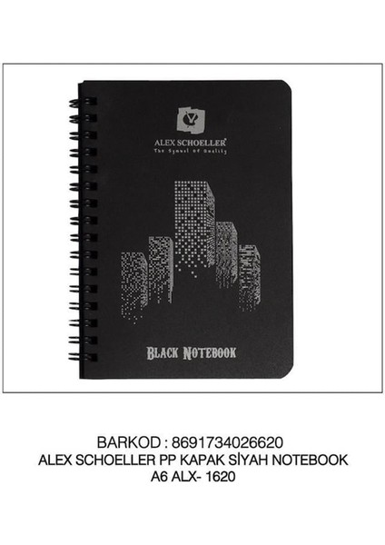 Alex Shoeller A6 Siyah Spiralli 60 Yaprak Defter