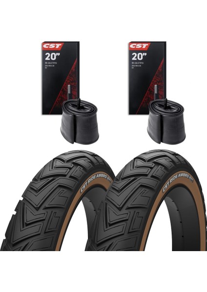 Cst Tourance Ride Ambro Amber Yanak 20X4.0 Zırhlı Iç Dış Lastik Seti – Elektrikli Bisikletlere Uyumlu, Yüksek Konfor & Yol Tutuşu