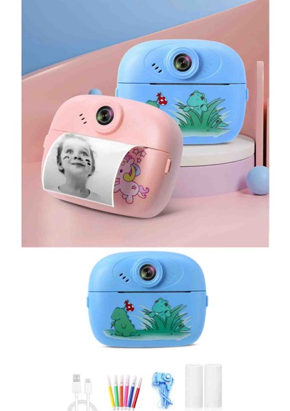 Çocuklar Için Termal Yazıcı ve Eğitici Dijital Kamera Bas Çek Baskı Al 2.4 Inç Ekran