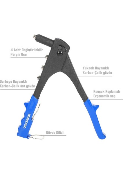 WP225005 4 In 1 2.4-4.8mm Profesyonel Perçin Tabancası fiyatları