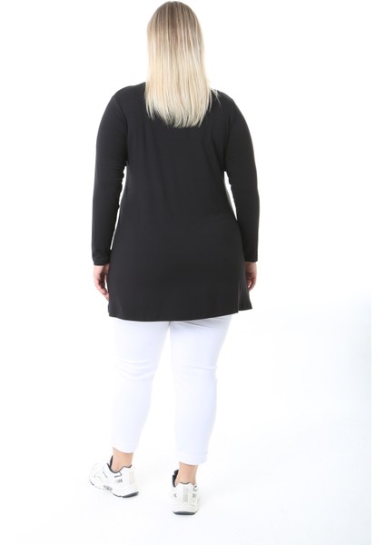 Kadın Büyük Beden Desenli Taş Baskılı Tunik