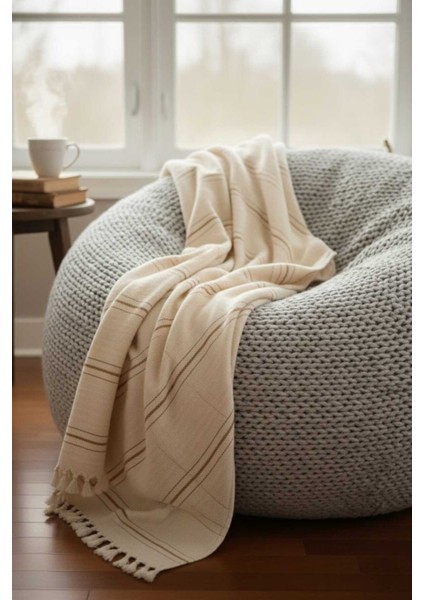 Çizgili Doğal Pamuk, Yumuşak Battal Boy Pike, Koltuk Örtüsü, Çok Amaçlı Örtü 240X260 Cm. fiyatları