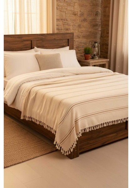 Çizgili Doğal Pamuk, Yumuşak Battal Boy Pike, Koltuk Örtüsü, Çok Amaçlı Örtü 240X260 Cm. indirimleri