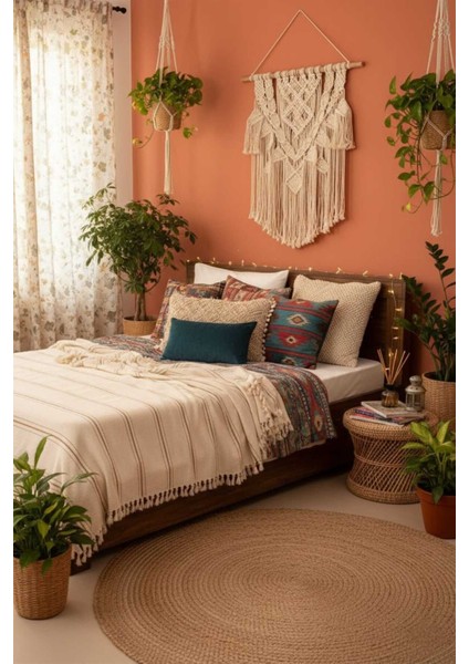 Çizgili Doğal Pamuk, Yumuşak Battal Boy Pike, Koltuk Örtüsü, Çok Amaçlı Örtü 240X260 Cm.