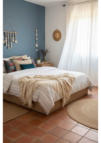 Çizgili Doğal Pamuk, Yumuşak Battal Boy Pike, Koltuk Örtüsü, Çok Amaçlı Örtü 240X260 Cm.