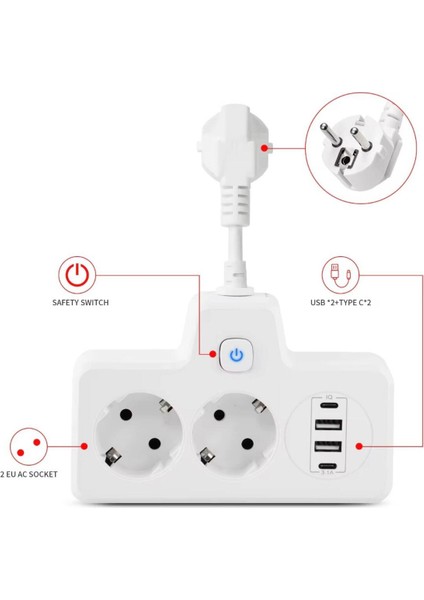 Çok Fonksiyonlu Akım Korumalı Priz ve USB Şarj Istasyonu - Ayarlanabilir Gece Lambalı modelleri