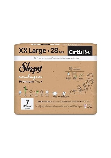 Sleepy Ecologic Efsane Bebek Bezi 7 Numara Xxlarge 112 Adet