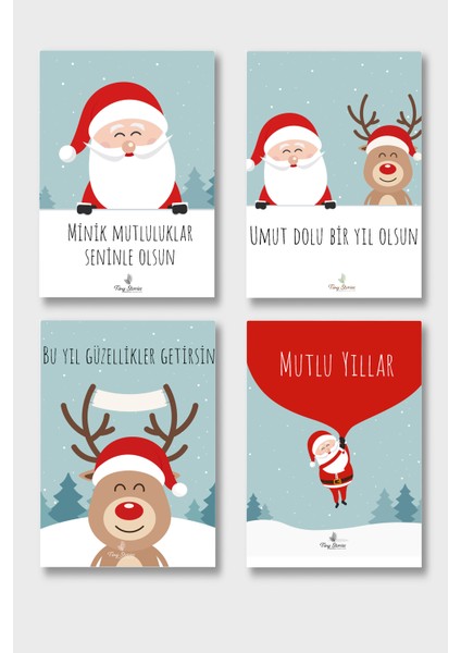 4'lü Yılbaşı Kutlama Kartı Seti/ Kartpostal indirimleri