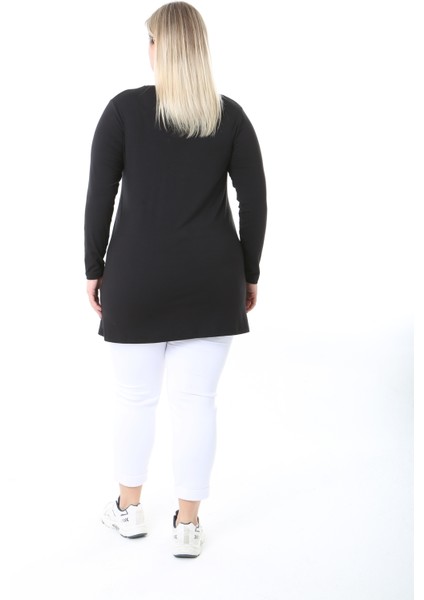 Kadın Büyük Beden Desenli Taş Baskılı Tunik