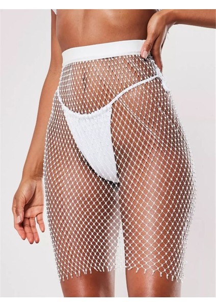 Etek Parlak Taşlı Plaj File Etek – Esnek Bel Örgü Pareo Bikini Üstü Kaplama modelleri