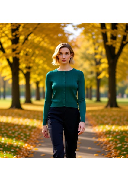 Kadın Fitilli Triko Hırka Bluz Takım Modern Kesim Günlük Kombinler Için Ideal Bir Seçenek Şık