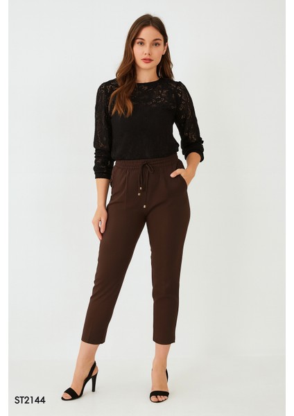 G.a.s Fashions Kadın Bağcıklı Boncuklu Rahat Kesim Pantolon